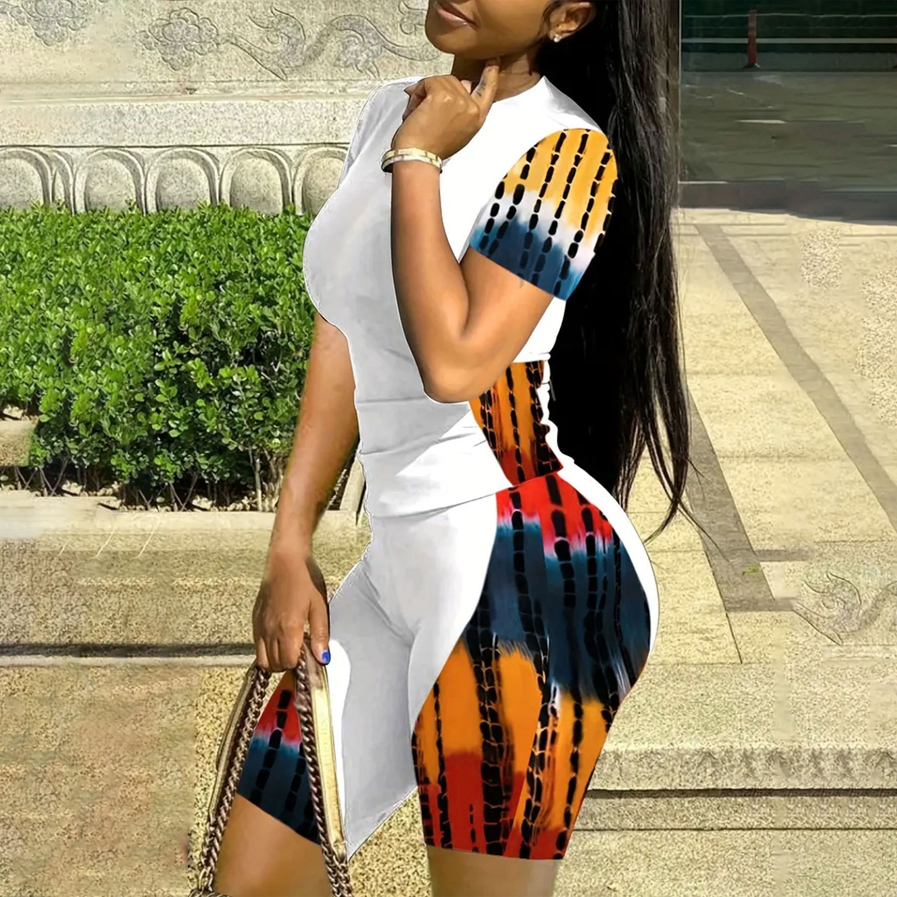 ChicShe TK027 Ensemble pantalon et pantalon de sport imprimé décontracté, grandes tailles, deux pièces, collection européenne et américaine à succès_voghion.com