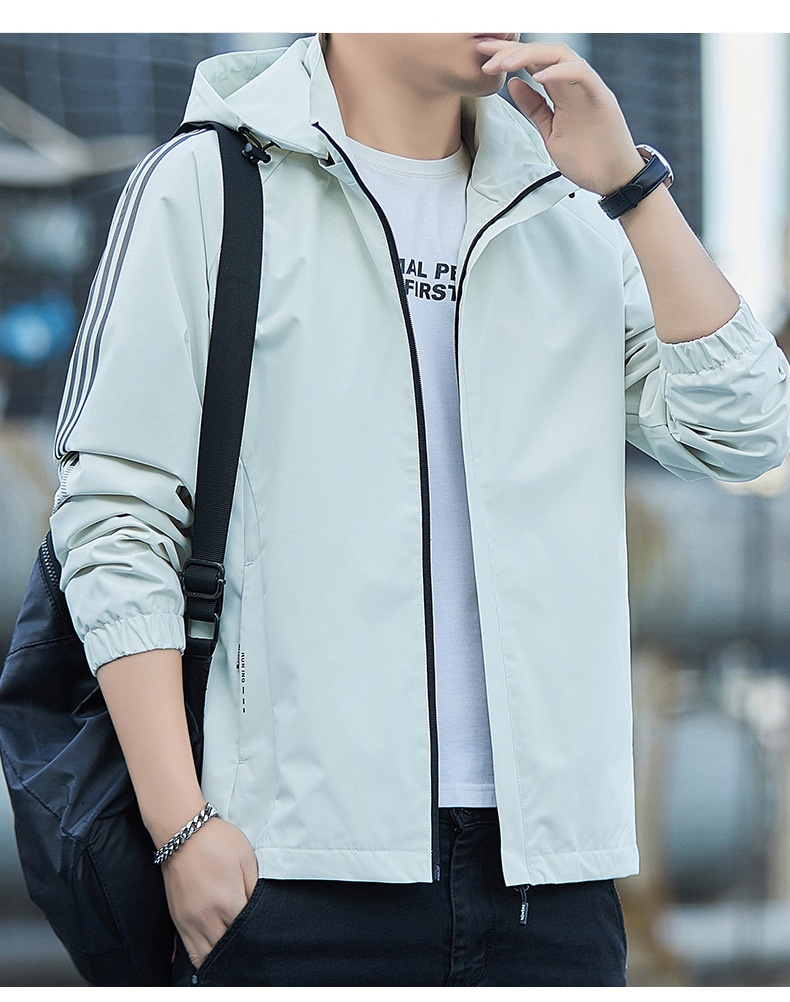 Giacca da ragazzo Primavera Autunno 2024 Nuovo stile Trendy Brand Giacca a vento da uomo alla moda casual con cappuccio Abbigliamento da lavoro_voghion.com