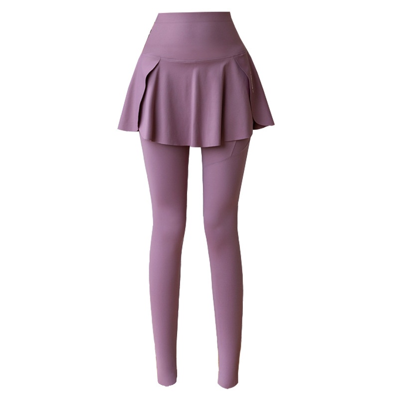 ChicShe Nouvelle jupe deux pièces taille haute à imprimé requin à neuf pointes, pantalon de yoga et legging grande taille pour femme_voghion.com