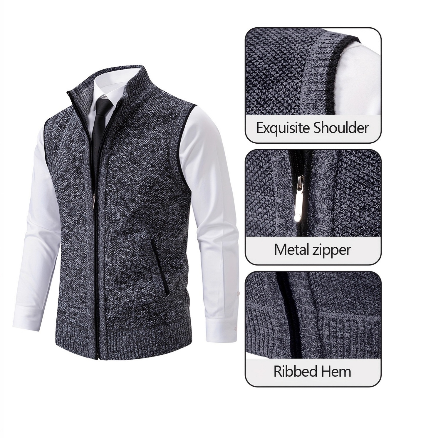 ragazzo ragazzo ragazzo autunno inverno gilet con fodera in pile giacca in maglia spessa e larga da uomo maglione cappotto con collo alto cardigan all'ingrosso_voghion.com