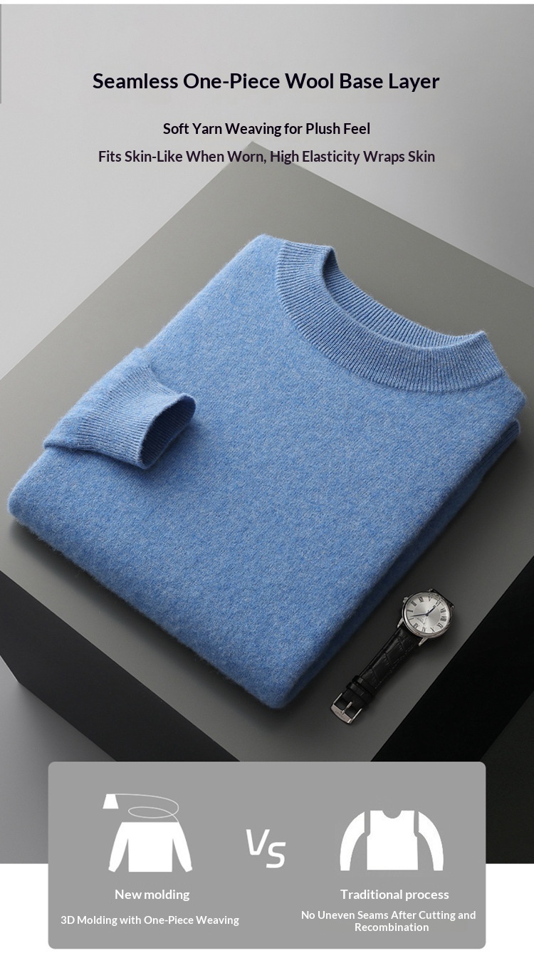 boy Boy Boy Boy Autumn Winter Pure 100% Wool Half Turtleneck Pullover Thickened Plus Size Cashmere Sweater Men Inner Layer Base Shirt_voghion.com