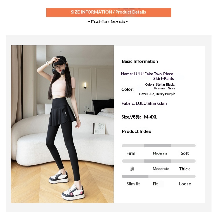 ChicShe Nouvelle jupe deux pièces taille haute à imprimé requin à neuf pointes, pantalon de yoga et legging grande taille pour femme_voghion.com