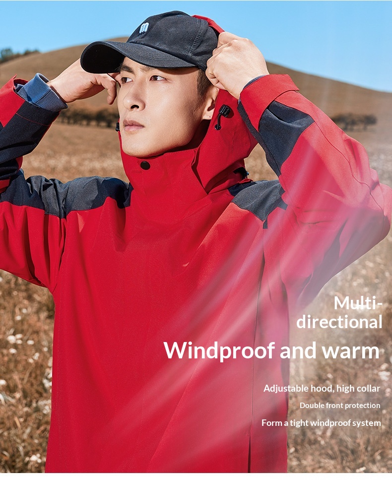 Giacca personalizzata 3 in 1 per uomo e donna, antivento, impermeabile, staccabile, per sci all'aperto, alpinismo, stampata,_voghion.com