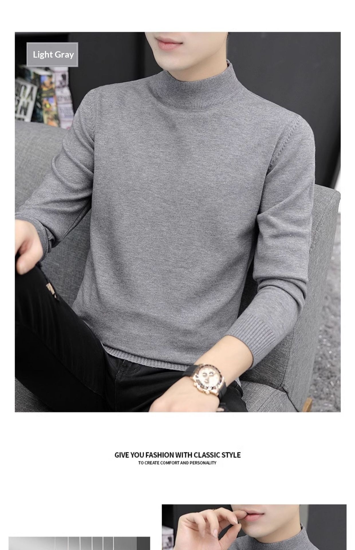 boy Boy Boy Boy Half Turtleneck Sweater For Men, Autumn And Winter, Regular Thickened Base Shirt, Warm Knitted Wool Sweater, 2024 New_voghion.com