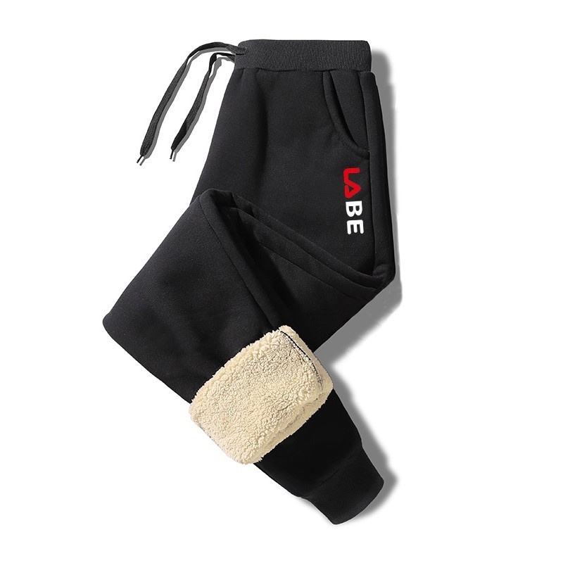 Pantaloni sportivi lunghi casual larghi in lana di agnello da uomo, invernali, tinta unita, taglie forti, primavera, autunno, caldi_voghion.com