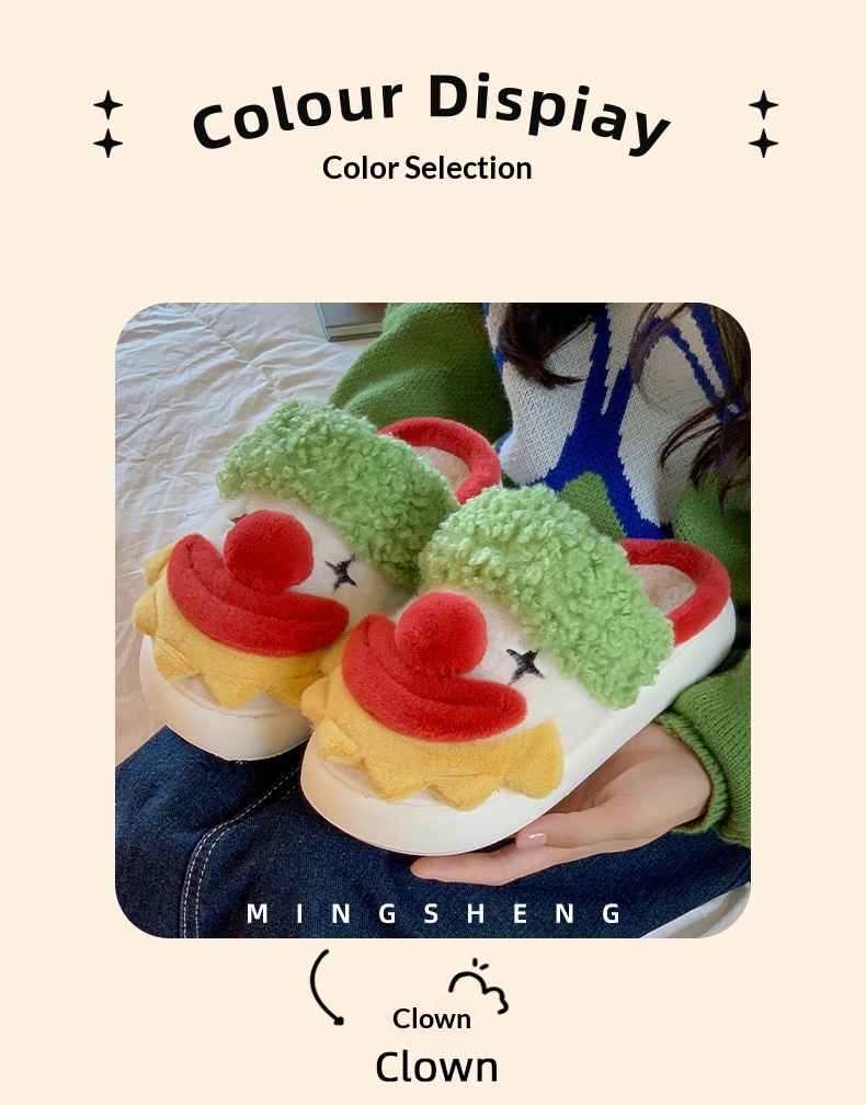 Pantoufles chaudes en coton pour l'intérieur et l'extérieur, motif Père Noël, collection hiver 2025 Zees, nouveauté Noël et Halloween_voghion.com