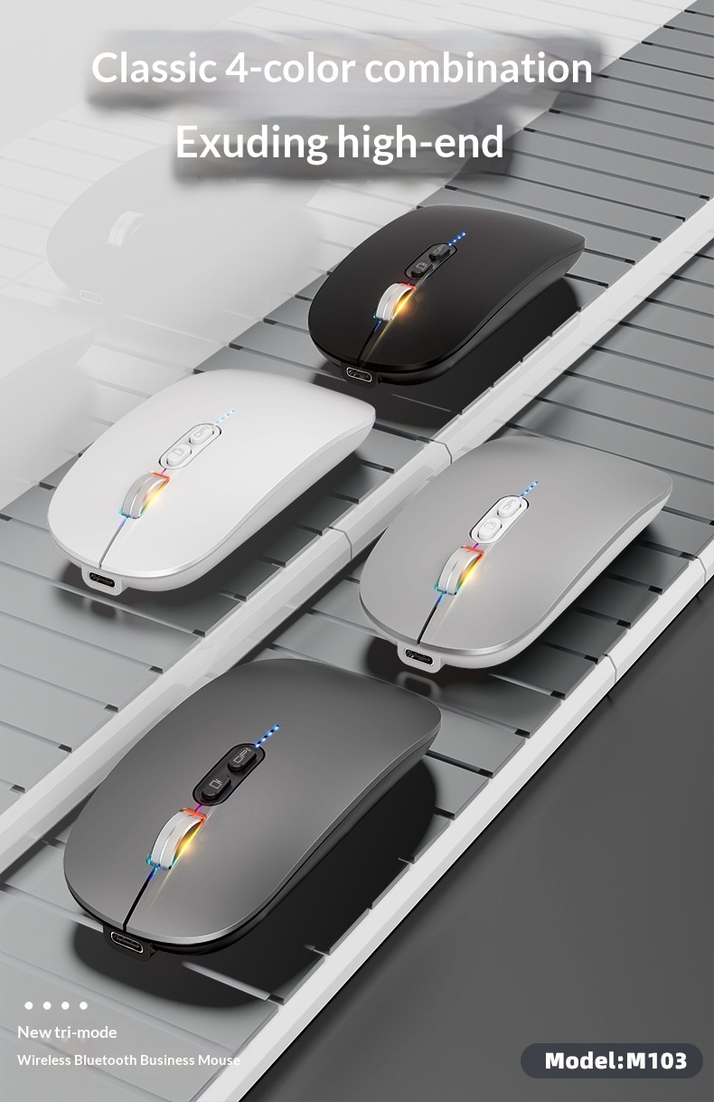 Digitex Digitex 2.4G Bluetooth Silent Portable Battery Display Desktop Laptop Universal Three-Mode Wireless Mouse_voghion.com