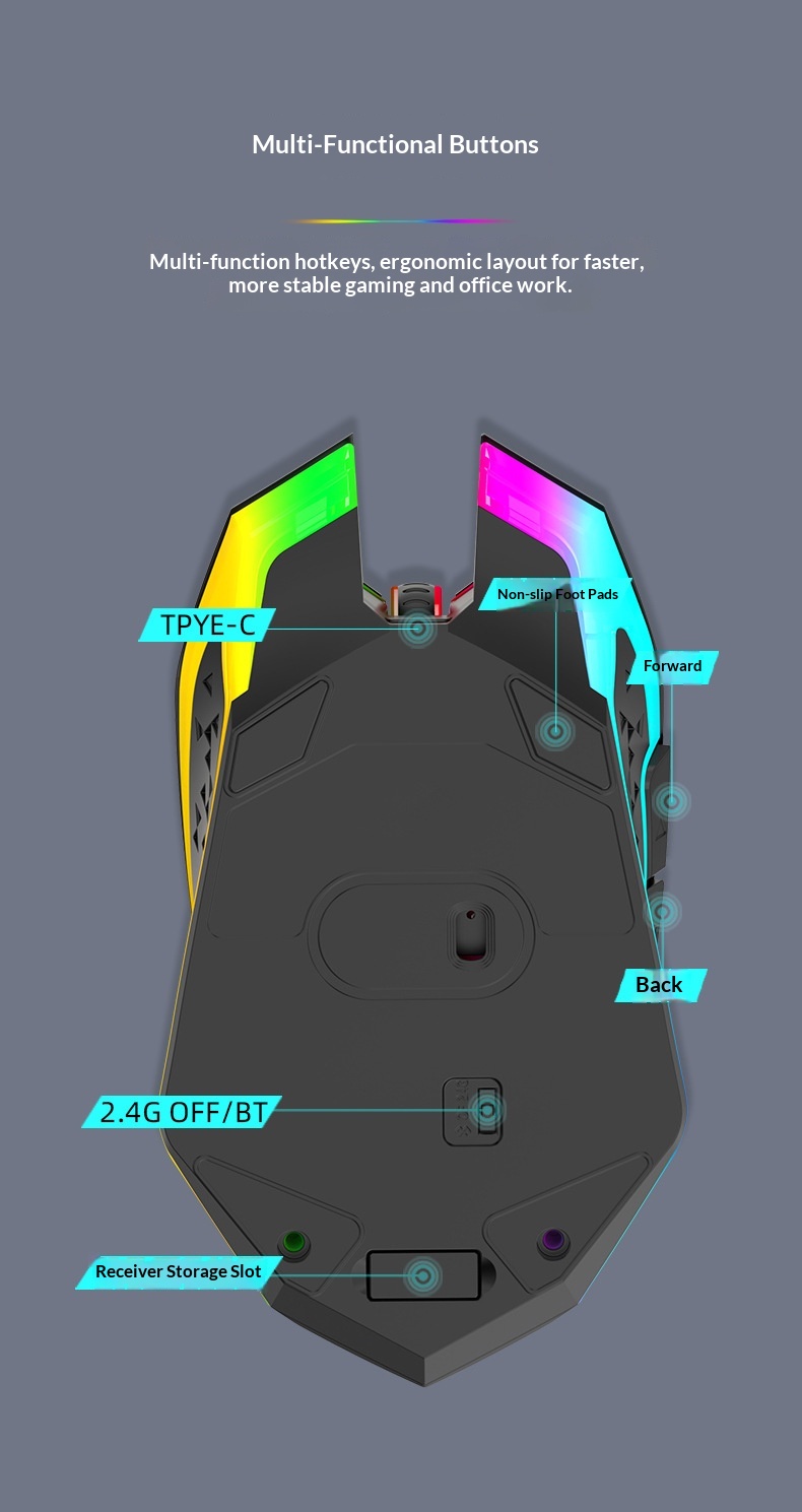 Digitex Digitex Wirlss Mous Charging Modl Silnt Blutooth 2.4g Offic Luminous Gaming E-sports Laptop Accssoris In Stock_voghion.com