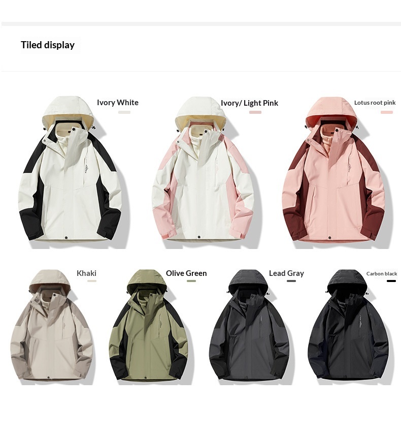 Unisex-Wanderjacke für Jungen, wind- und wasserdicht, 3-in-1, abnehmbare wasserabweisende Kapuze, Softshell-Funktion, ideal für Herbst und Winter_voghion.com