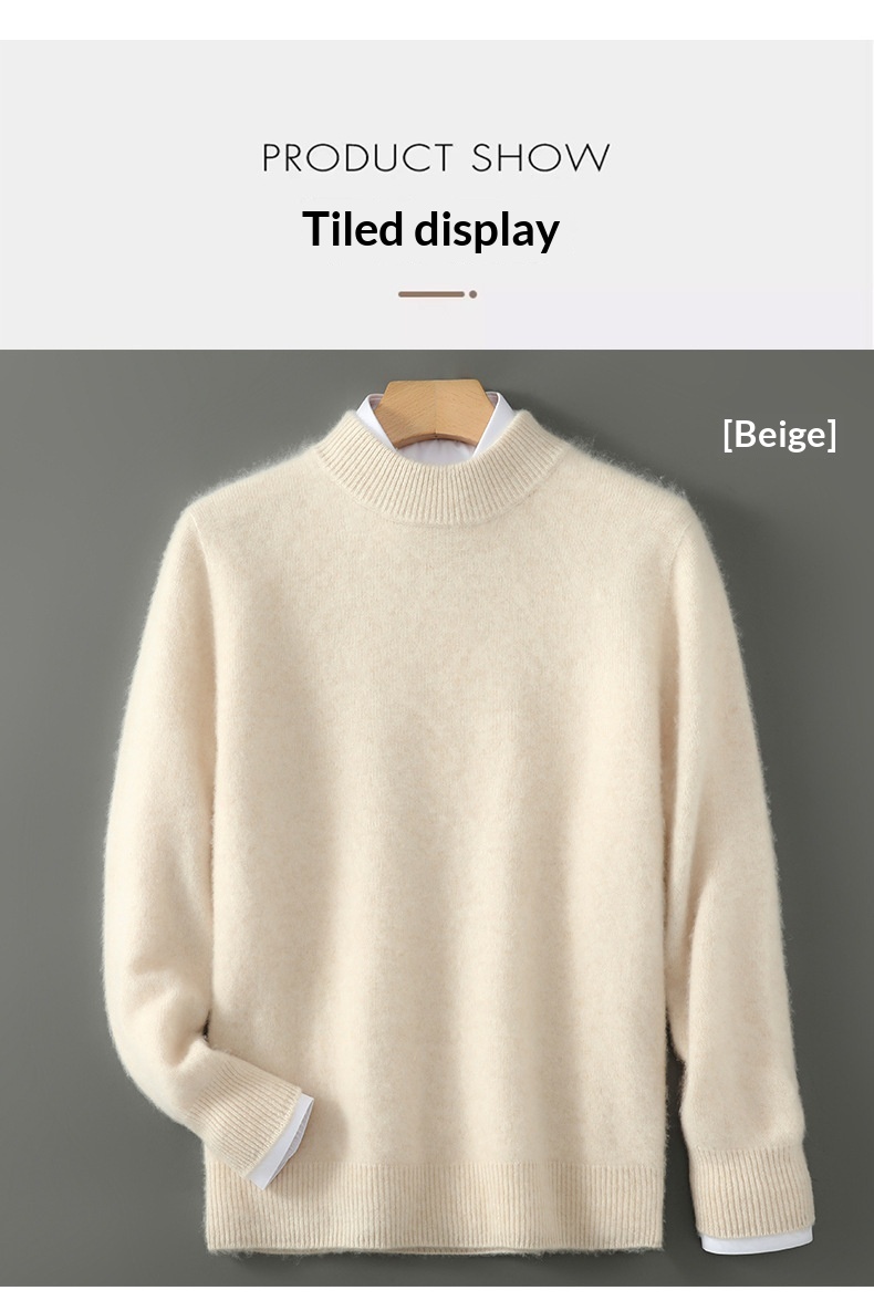 boy Boy Boy Boy Men's Half Turtleneck 100% Wool Thickened Autumn Winter New Business Casual Loose Long Sleeve Knitted Sweater_voghion.com