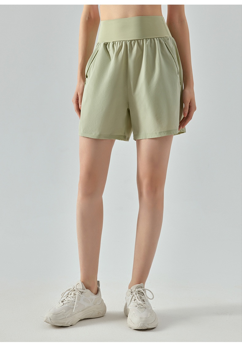 High Waist Tummy Control Spo For Women, Summer Double Pocket Running Fitness Sho, Loose Casual Breathable Yoga_voghion.com