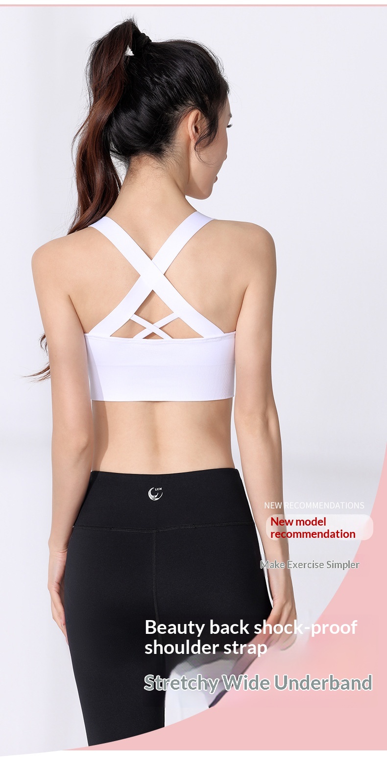 Soutien-gorge ChicShe européen et américain grande taille à dos croisé, sans armatures, antichoc, séchage rapide, idéal pour le yoga, la course à pied et le fitness. Sous-vêtements de sport pour le yoga, la course à pied et le fitness._voghion.com