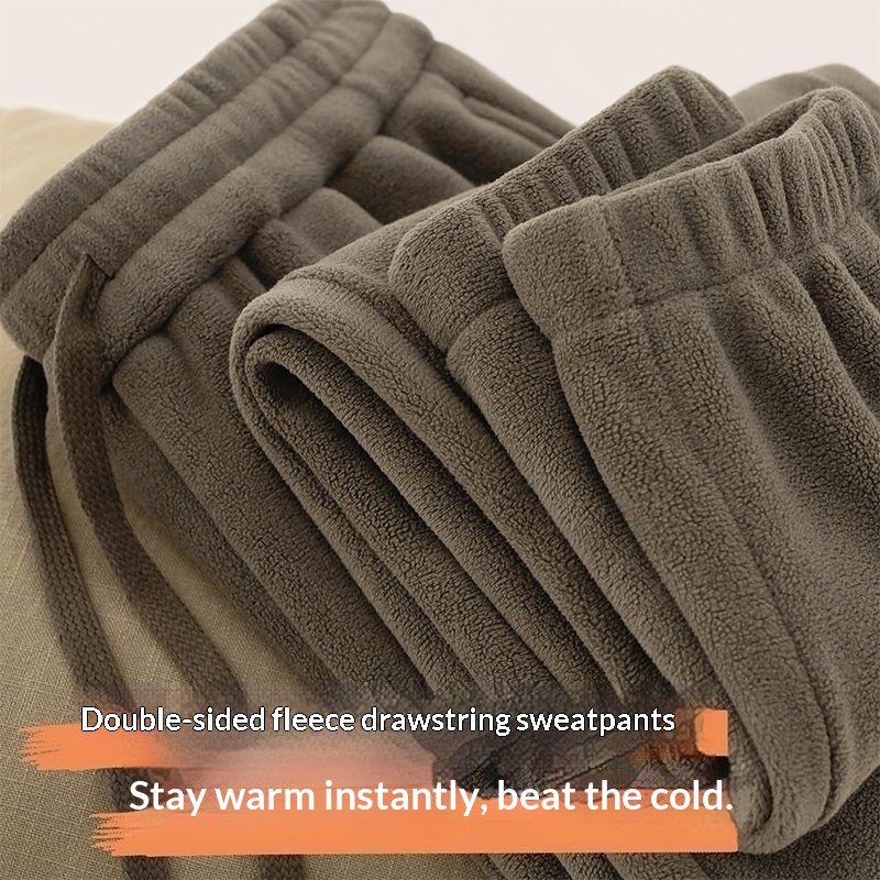 boy Autumn New Double-Sided Men's Large Size Cuffed Sweatpants Thickened Fleece Winter Unisex Sports Pants_voghion.com