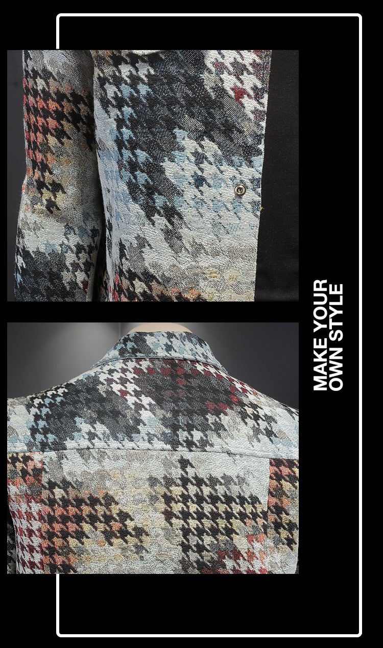 Chaqueta de solapa con estampado de pata de gallo para hombre, estilo Europa, otoño 2025, 7611_voghion.com