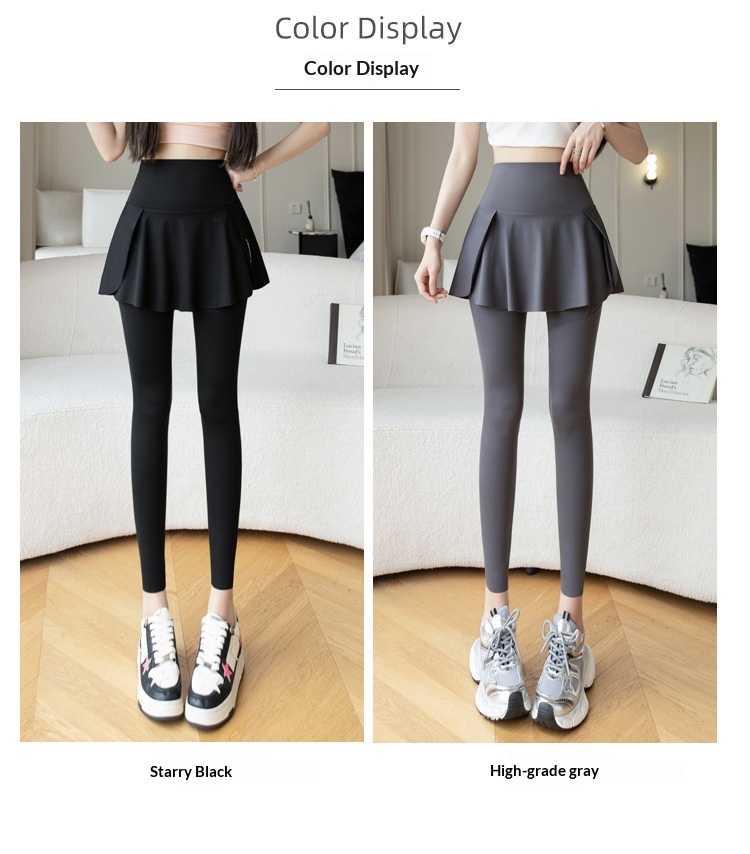 ChicShe Nouvelle jupe deux pièces taille haute à imprimé requin à neuf pointes, pantalon de yoga et legging grande taille pour femme_voghion.com