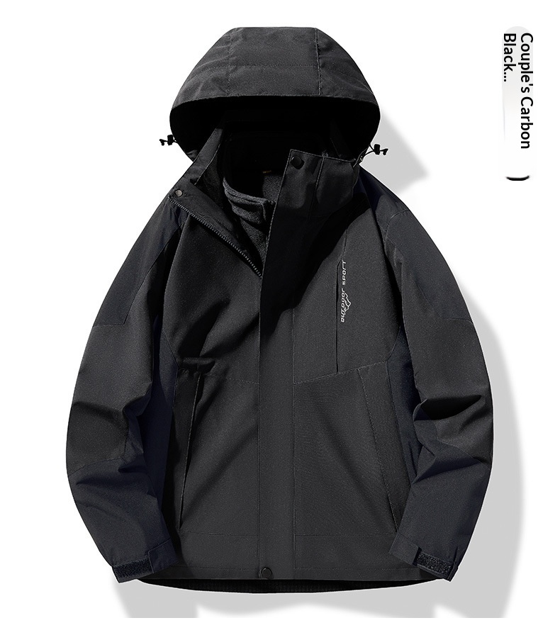 Unisex-Wanderjacke für Jungen, wind- und wasserdicht, 3-in-1, abnehmbare wasserabweisende Kapuze, Softshell-Funktion, ideal für Herbst und Winter_voghion.com