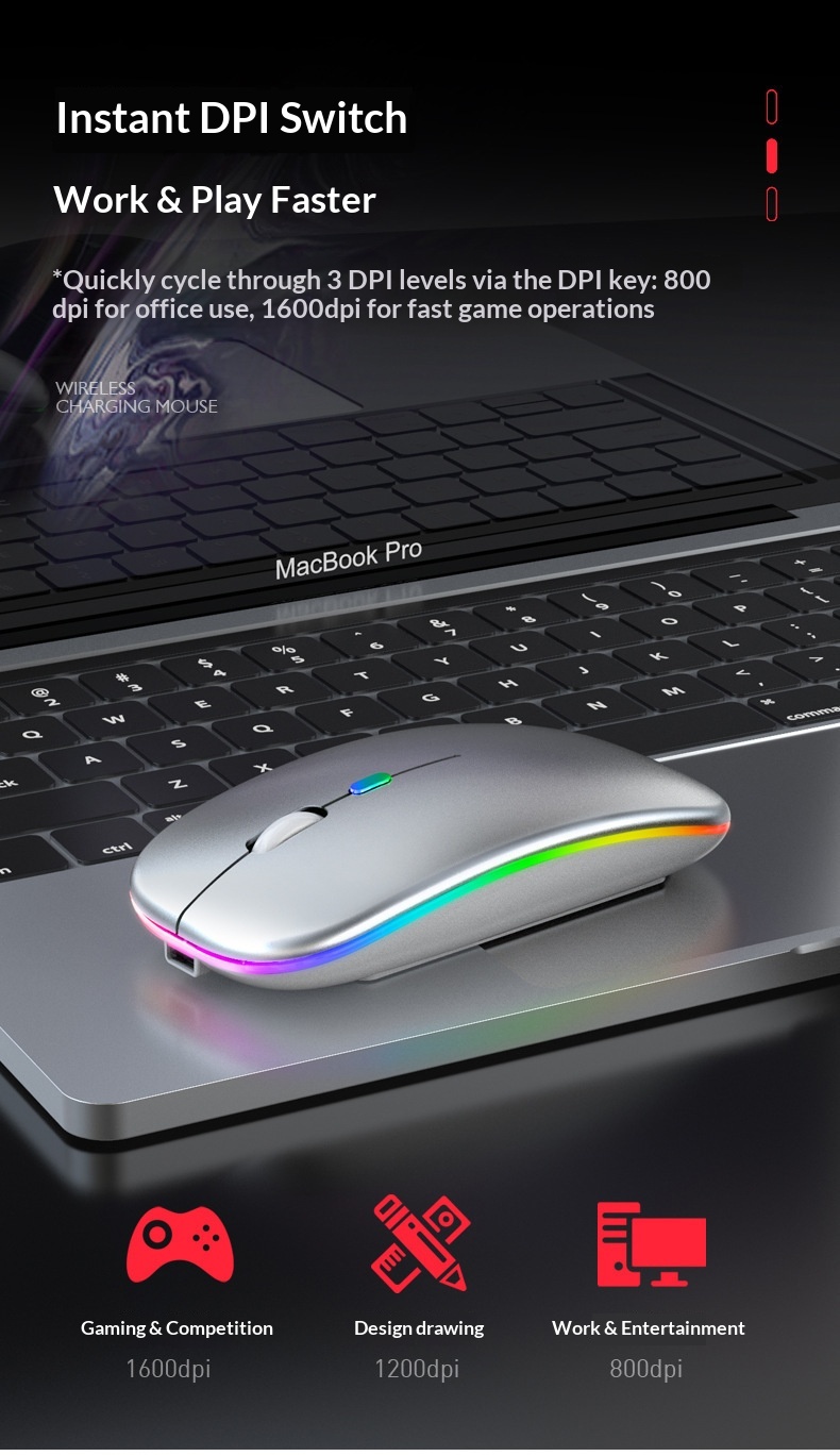 Digitex Digitex Mouse luminoso a tre modalità per ufficio domestico Bluetooth per laptop wireless ricaricabile transfrontaliero all'ingrosso_voghion.com