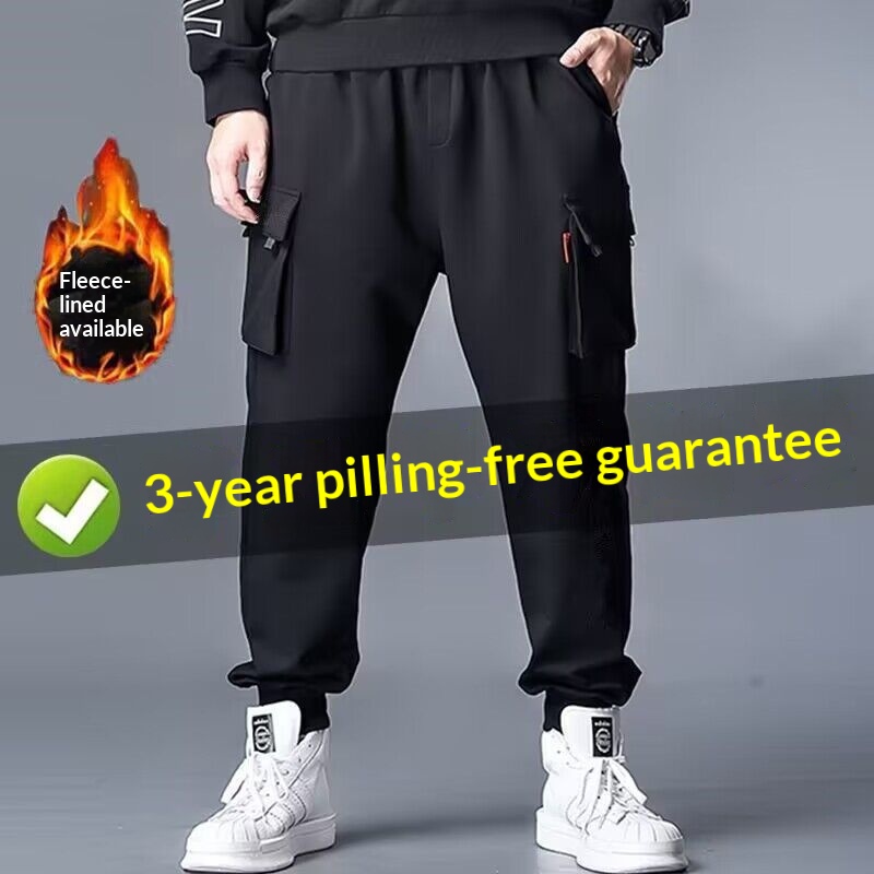 boy Men's Autumn Winter Fleece Lined Thickened Casual Long Loose Jogger Cargo Plus Size Sports Pants_voghion.com