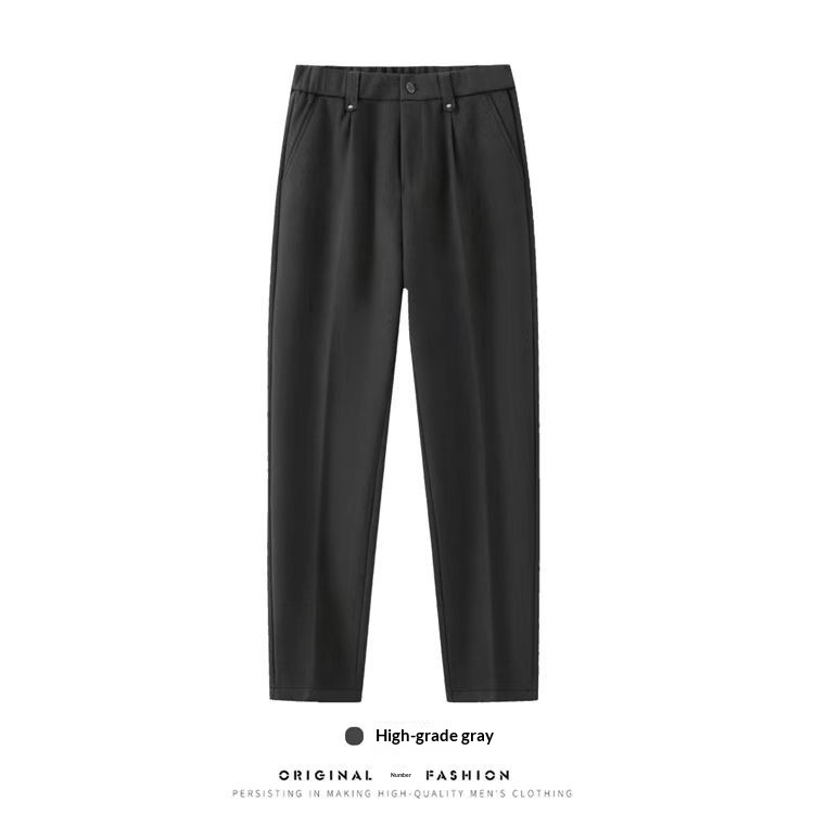 boy Spring And Autumn New British Style Woolen Casual Tapered Fashion Long Pants With Design Sense, Comfortable Slim Fit,_voghion.com