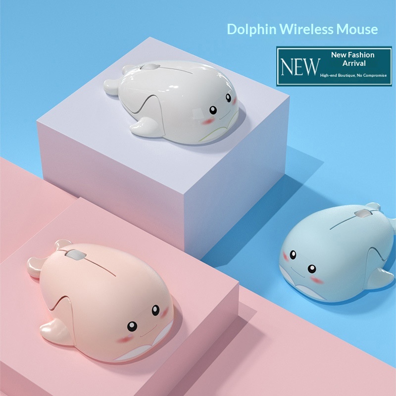 Digitex Digitex Creative Gift Dolphin Wireless Mouse Silent Cute USB Rechargeable Battery Computer Accessories_voghion.com