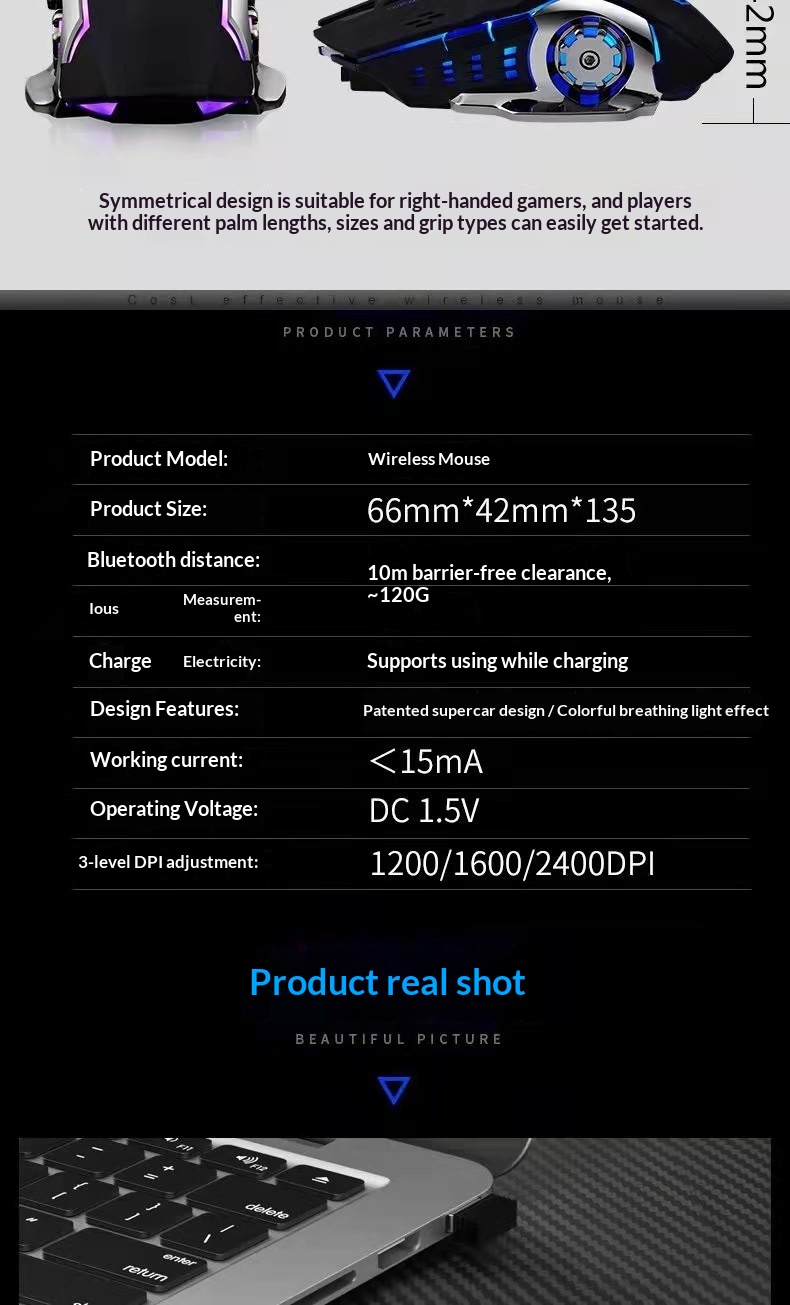 Mouse wireless Digitex Hot Wheels, silenzioso, con suono e rumore, per giochi e-sport, ricaricabile, luminoso, per ufficio, direttamente dalla fabbrica_voghion.com