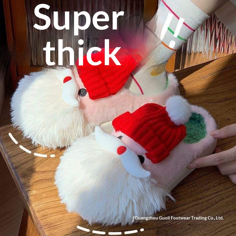 Zees Cute Christmas Cotton Slippers 2025 Couple Style New Super Soft Cushioning Autumn Four Seasons Indoor Warmth_voghion.com
