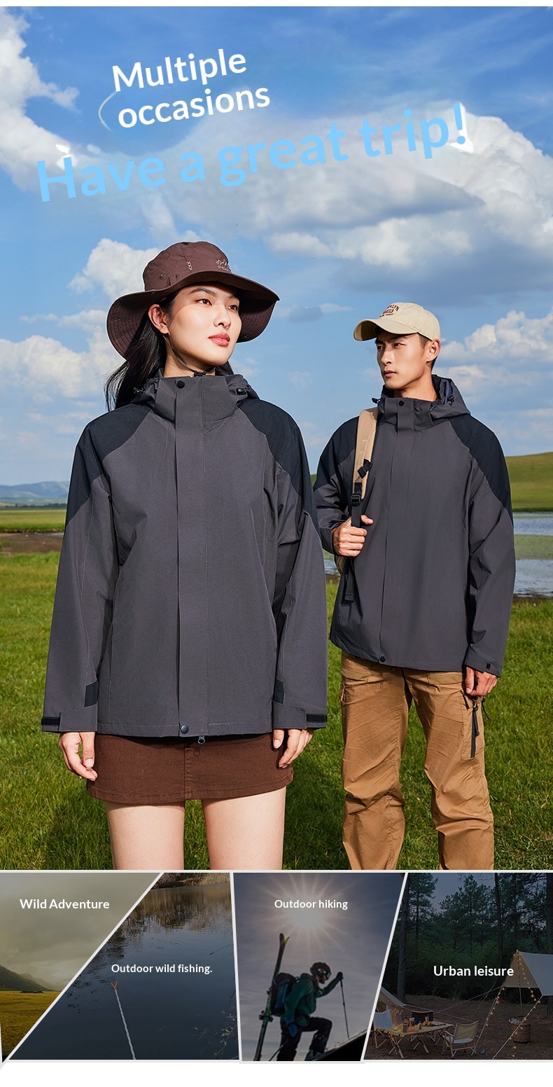 Giacca personalizzata 3 in 1 per uomo e donna, antivento, impermeabile, staccabile, per sci all'aperto, alpinismo, stampata,_voghion.com