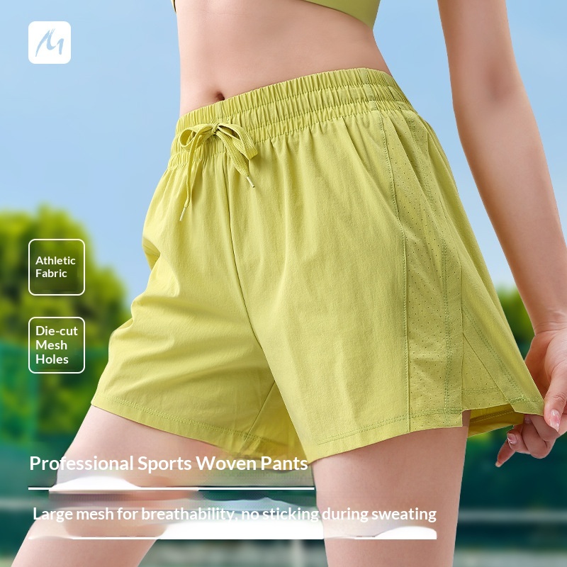 Mai Chang Sports Anti-Exposure Training Running Shorts Women Yoga Loose Breathable Mesh Fitness Pants Wholesale_voghion.com