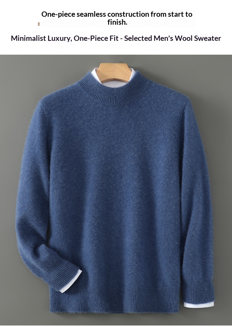 boy Boy Boy Boy Men's Half Turtleneck 100% Wool Thickened Autumn Winter New Business Casual Loose Long Sleeve Knitted Sweater_voghion.com