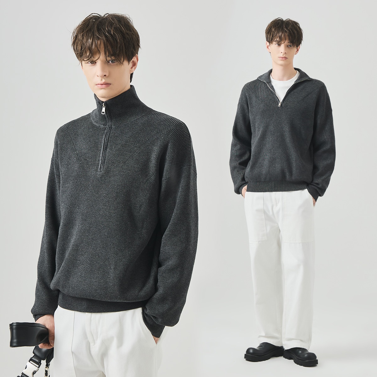 Boy Boy Boy Boy APO Clothing|Coss-Bode Half-Zip Rollkragenpullover für Herren, Herbst/Winter, Old Money Style, locker, lässig, langärmelig_voghion.com