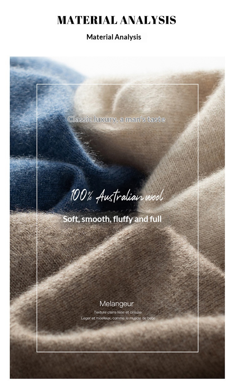 boy Seamless! Autumn Winter Half Turtleneck 100% Wool Men's First-Line Ready-to-Wear Versatile Sweater Knitted Base Shirt_voghion.com