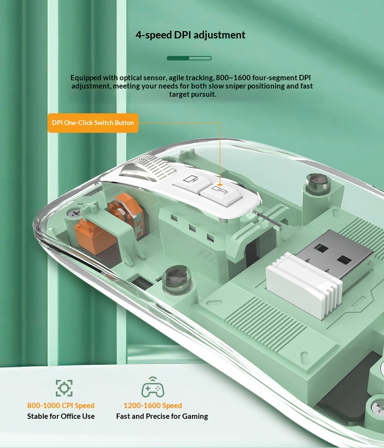 Digitex Digitex Silent Transparent Mouse Three-Mode Wireless Bluetooth Business Office Lightweight Gaming Ergonomic Rechargeable_voghion.com