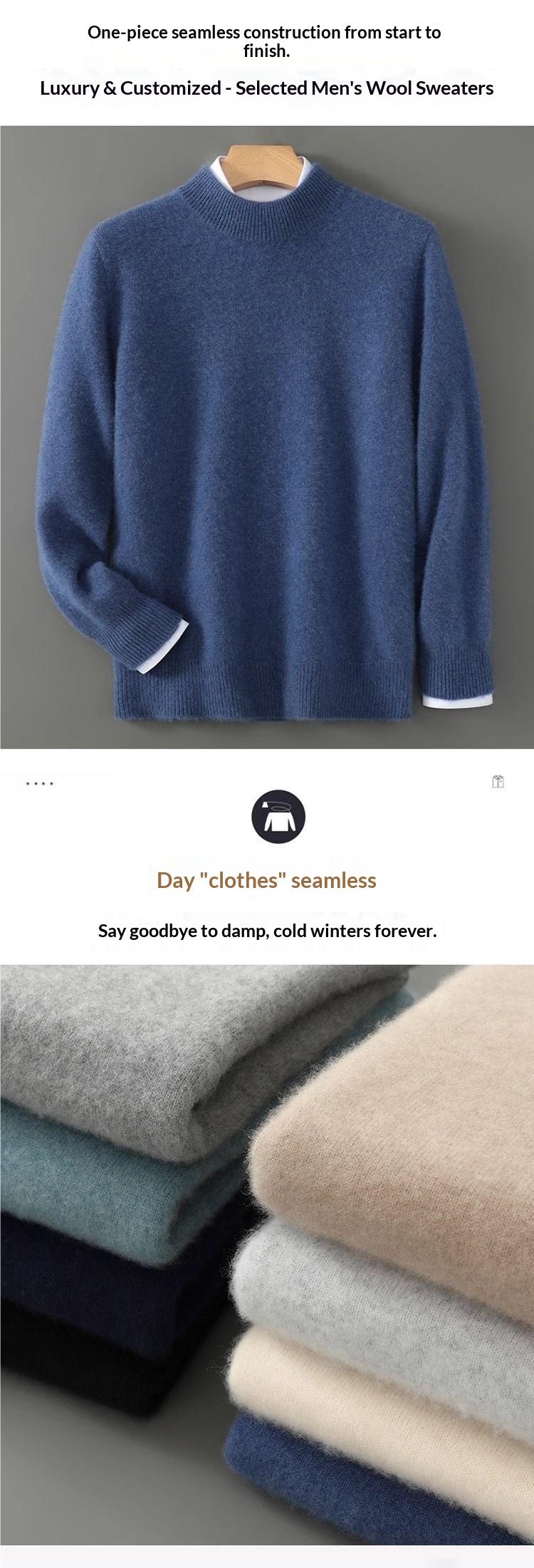 boy Boy Boy Boy 2025 Winter Men's Sweater Half Turtleneck Loose Cashmere Knitted Base Shirt Solid Color_voghion.com