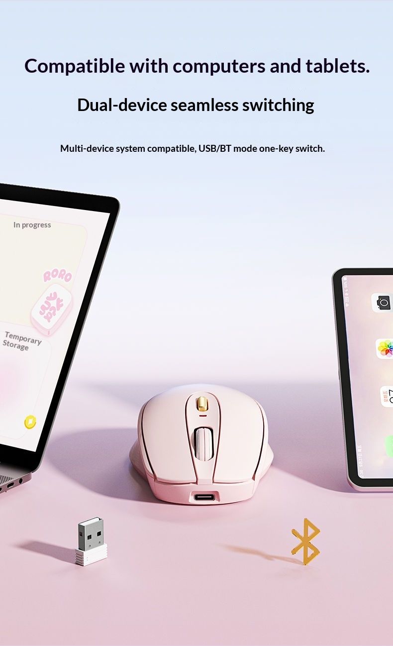 Souris Bluetooth sans fil Digitex compatible Lenovo, silencieuse, rechargeable, compacte et idéale pour le bureau (tablette, ordinateur portable, etc.)._voghion.com