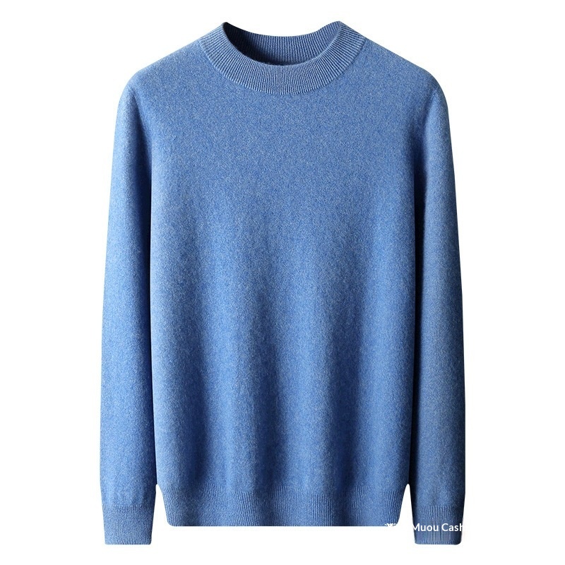 boy Boy Boy Boy Autumn Winter Pure 100% Wool Half Turtleneck Pullover Thickened Plus Size Cashmere Sweater Men Inner Layer Base Shirt_voghion.com