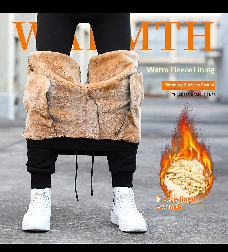 Pantaloni sportivi lunghi casual larghi in lana di agnello da uomo, invernali, tinta unita, taglie forti, primavera, autunno, caldi_voghion.com