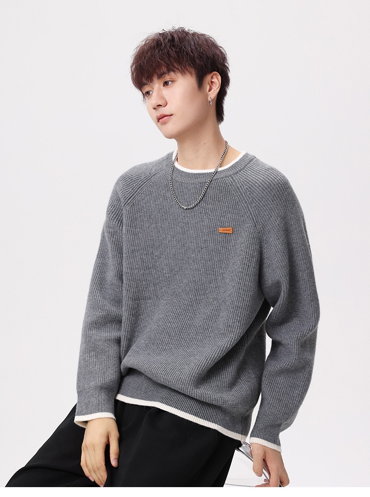 boy Boy Boy Boy Heavyweight Acrylic Yuanbao Needle Lazy Style Sweater Men's Loose Knitwear Thickened Coat_voghion.com