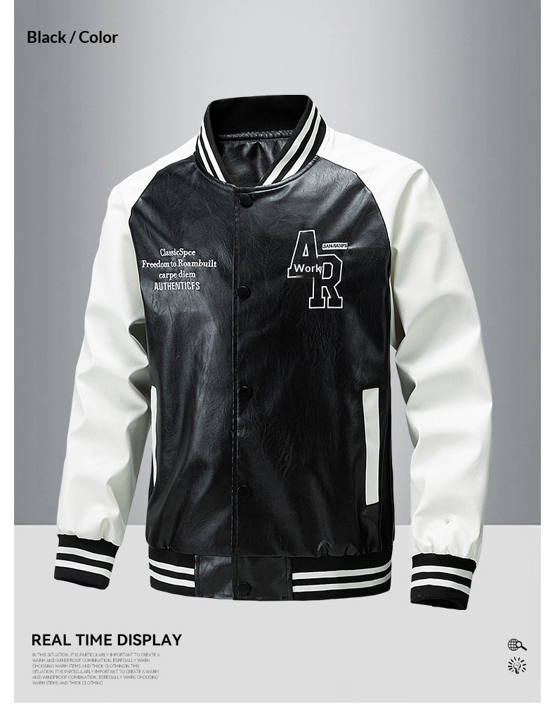 boy Cross-Border Men's Motorcycle 2024 Autumn Winter New European And American Trendy Casual Label Short PU Leather Jacket_voghion.com