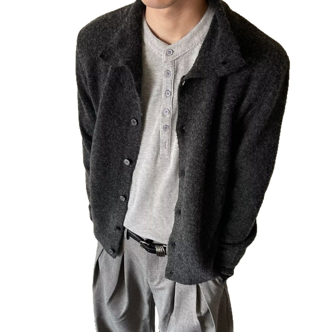 boy Boy Boy Boy Autumn Floral Wool Blend Half Turtleneck Sweater Old Money Loose Lazy Style Knitted Coat Top_voghion.com