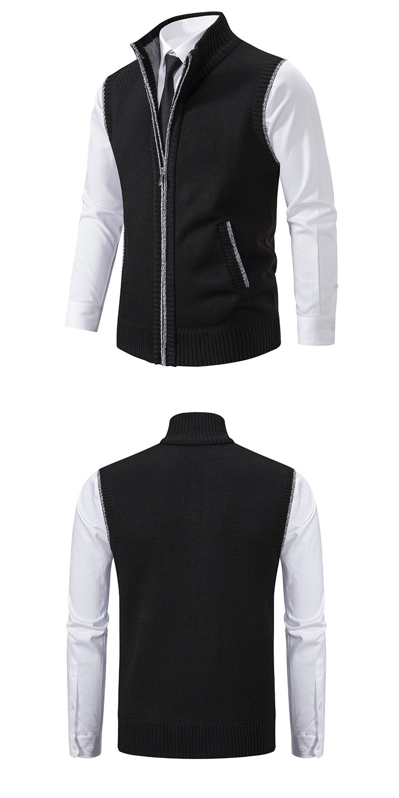 ragazzo ragazzo ragazzo autunno inverno gilet con fodera in pile giacca in maglia spessa e larga da uomo maglione cappotto con collo alto cardigan all'ingrosso_voghion.com
