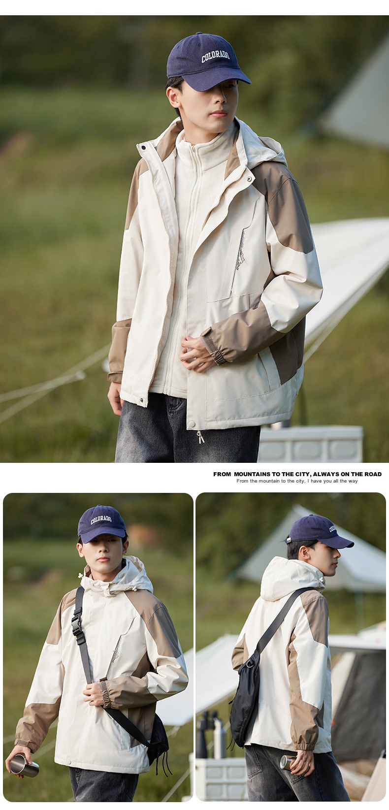 Boy Herren Outdoor 3-in-1 Abnehmbare Wind- und Wasserdichtigkeit Verdickung Warme Paar Bergsteigerjacke Trendige Damen_voghion.com