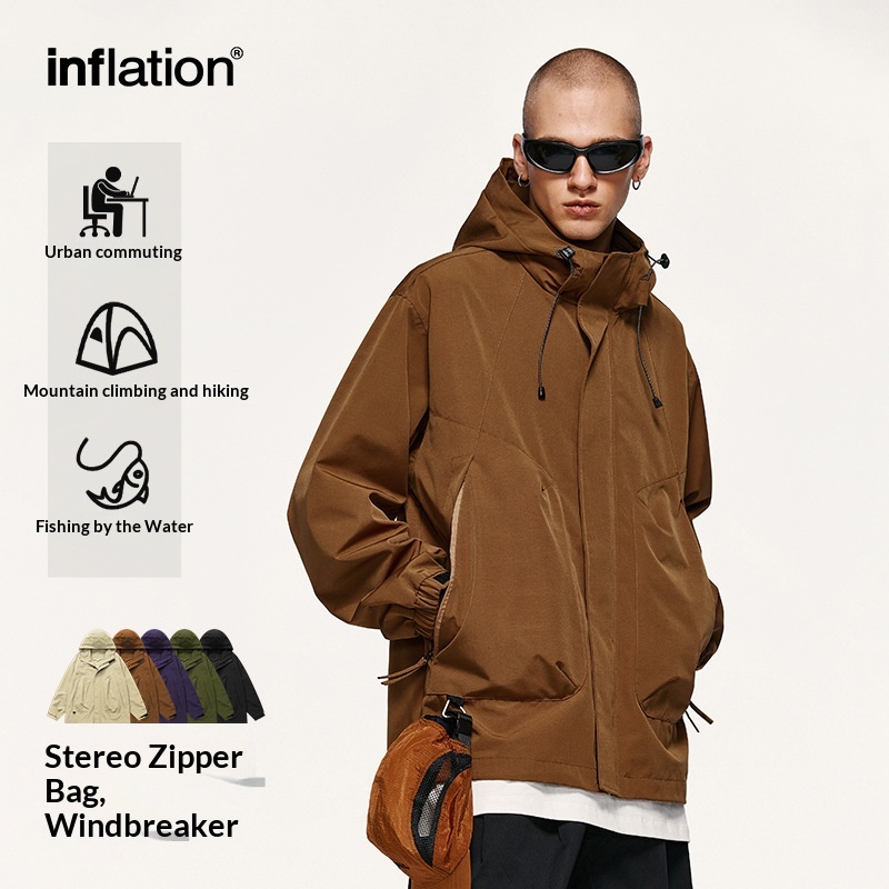 boy Boy Jie Zhan Clothing|Mountain Style 3D Zipper Bag Windproof Hooded Jacket 2025 Men's Spring And Autumn Outdoor Coat_voghion.com