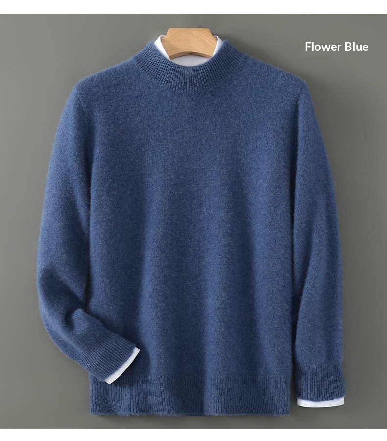 boy Boy Boy Boy Men's Half Turtleneck 100% Wool Thickened Autumn Winter New Business Casual Loose Long Sleeve Knitted Sweater_voghion.com