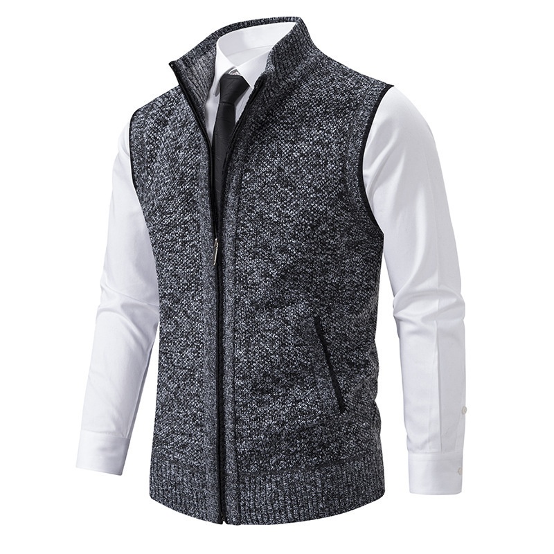 ragazzo ragazzo ragazzo autunno inverno gilet con fodera in pile giacca in maglia spessa e larga da uomo maglione cappotto con collo alto cardigan all'ingrosso_voghion.com