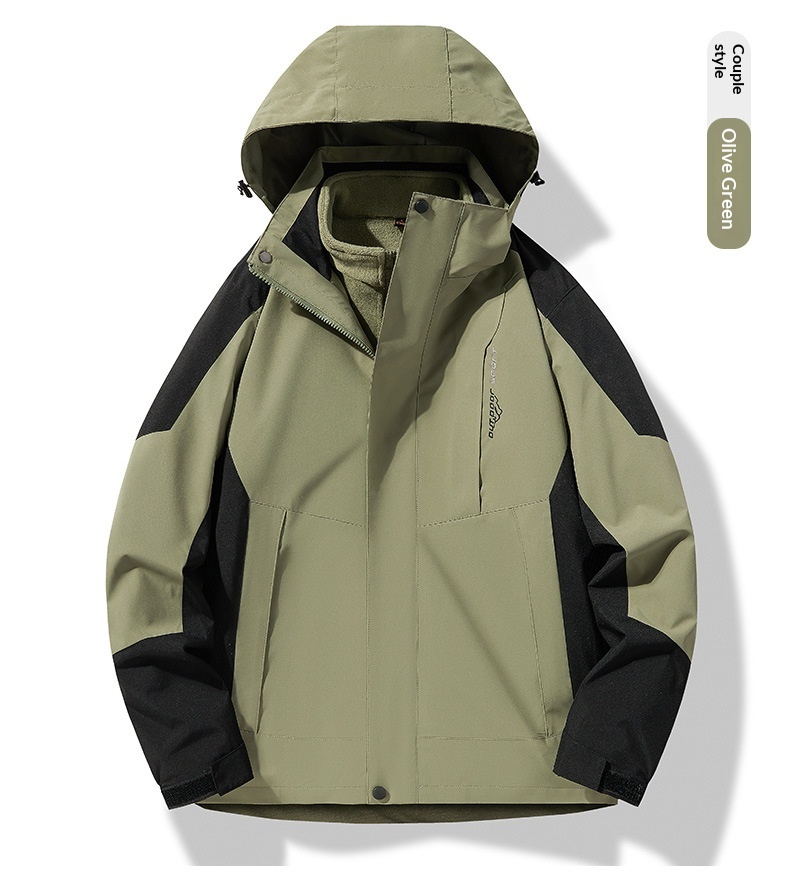 Unisex-Wanderjacke für Jungen, wind- und wasserdicht, 3-in-1, abnehmbare wasserabweisende Kapuze, Softshell-Funktion, ideal für Herbst und Winter_voghion.com