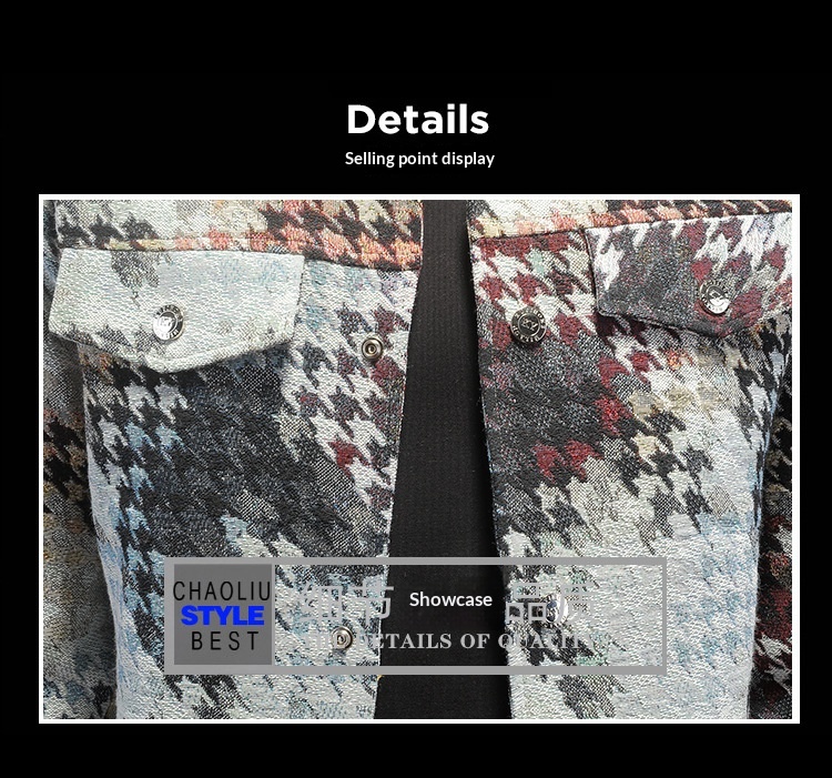 Chaqueta de solapa con estampado de pata de gallo para hombre, estilo Europa, otoño 2025, 7611_voghion.com