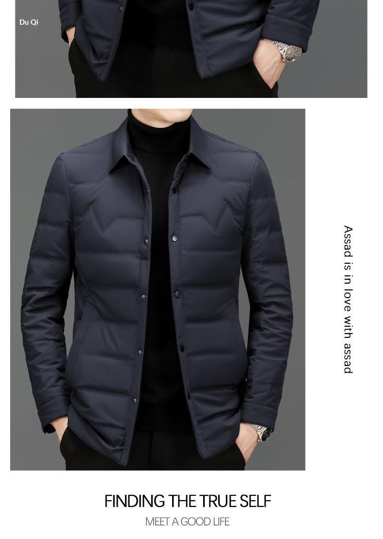 boy 2023 Winter New Lightweight Jacket Men's Warm Slim Fit Hoodless Stand Collar Down Coat Men_voghion.com