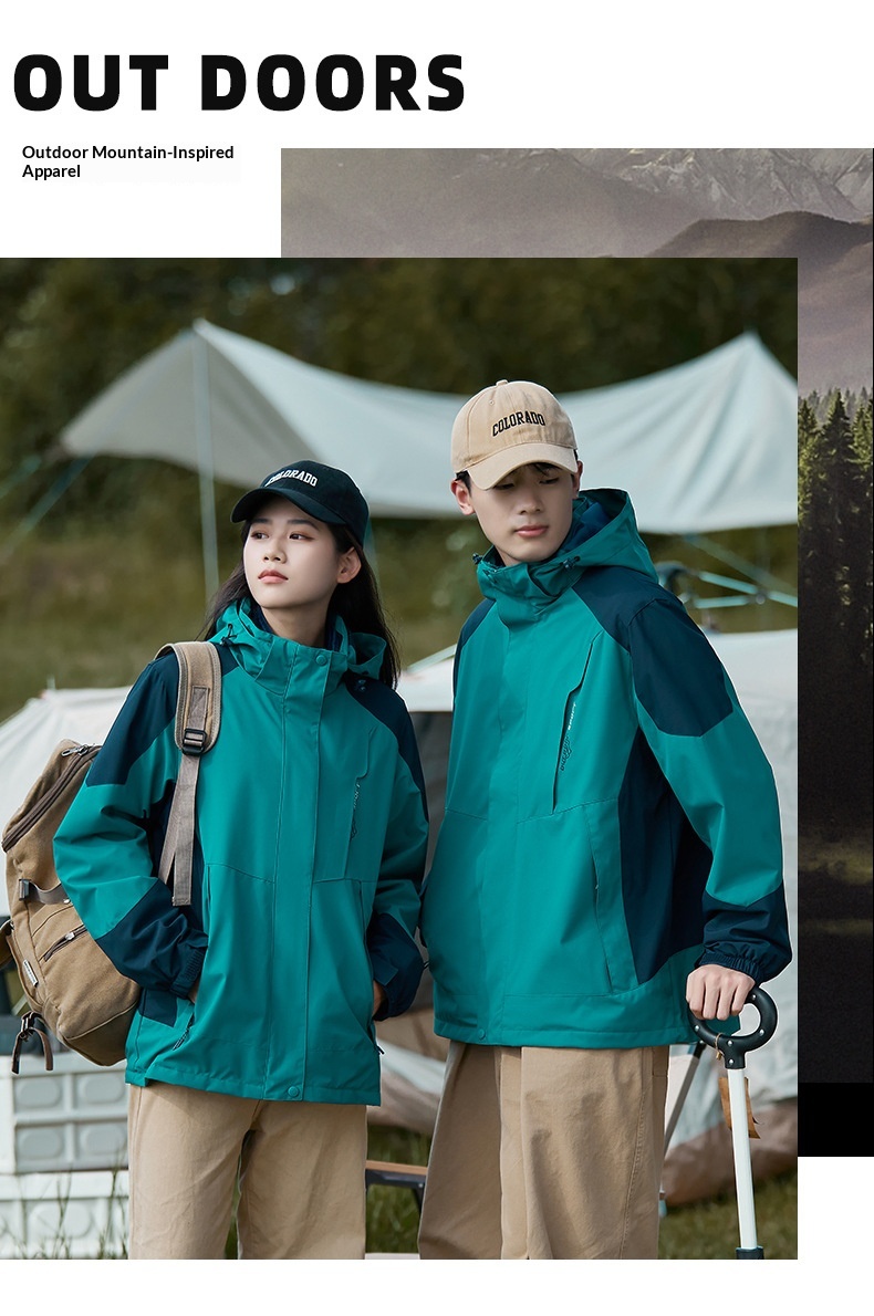 Boy Herren Outdoor 3-in-1 Abnehmbare Wind- und Wasserdichtigkeit Verdickung Warme Paar Bergsteigerjacke Trendige Damen_voghion.com