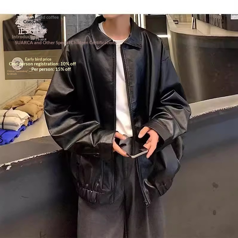 Giacca da aviatore in pelle PU da uomo, alla moda di strada europea e americana, alla moda, alla moda, alla moda_voghion.com