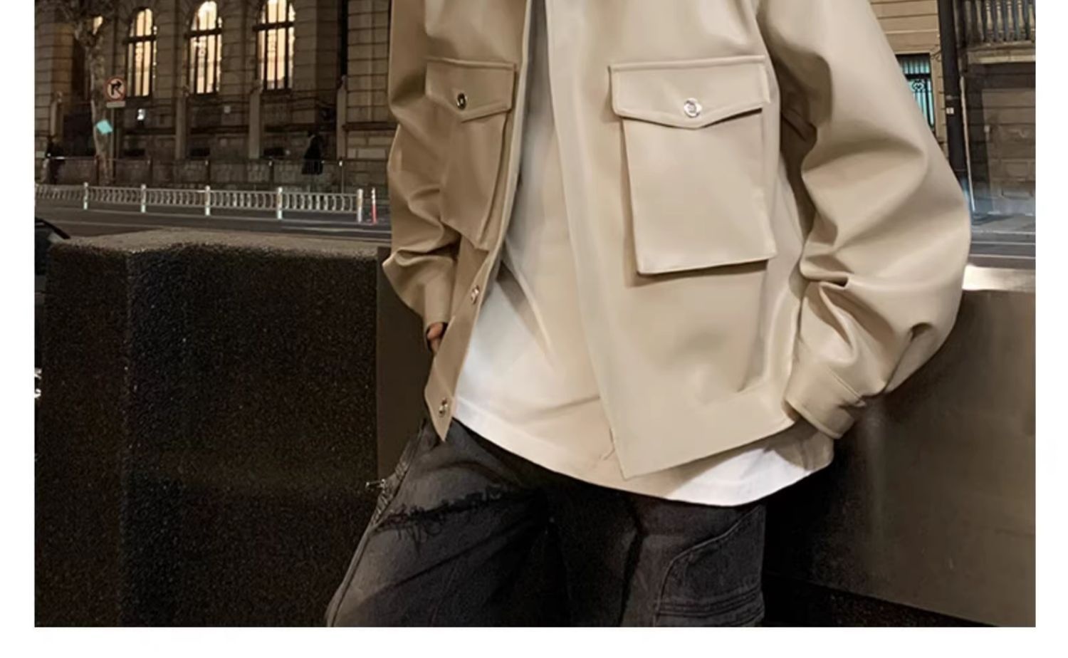 Ragazzo europeo e americano High Street Hip Hop Motociclista Uomo Trendy High-end Cool Retro PU Pelle Corta Imbottita Spalla_voghion.com